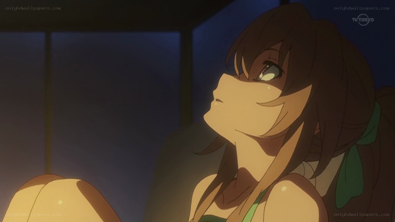 anime girl looking up