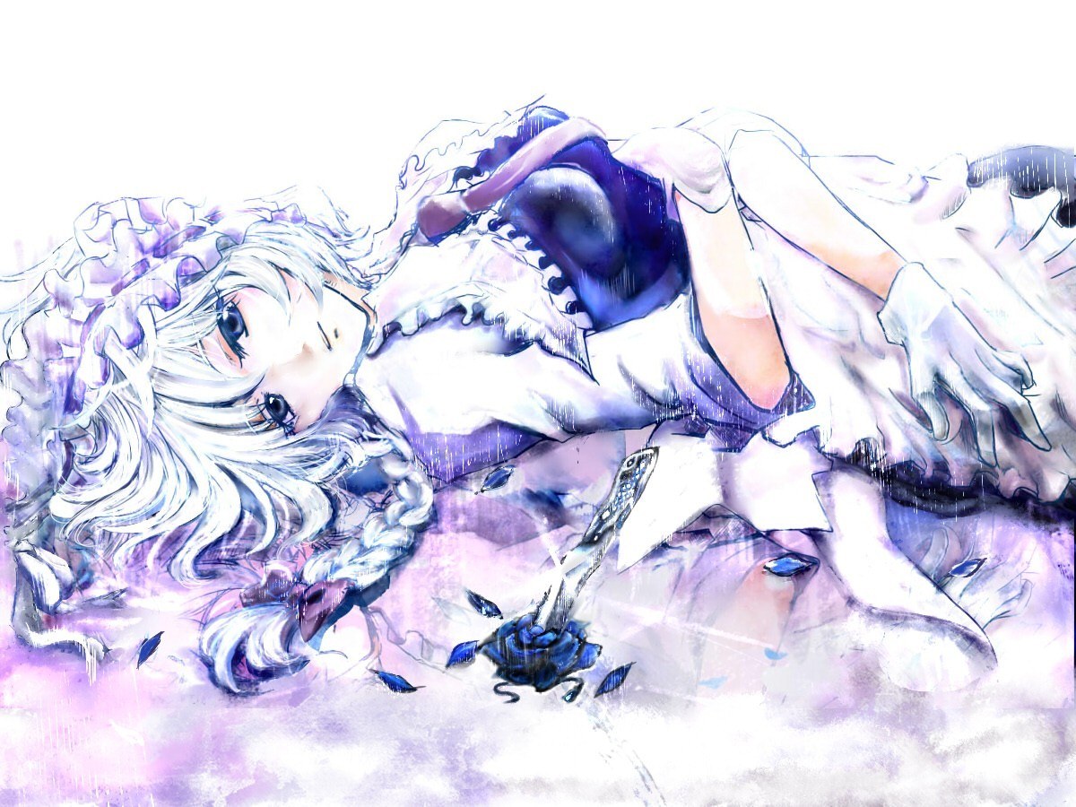 anime girl lying down
