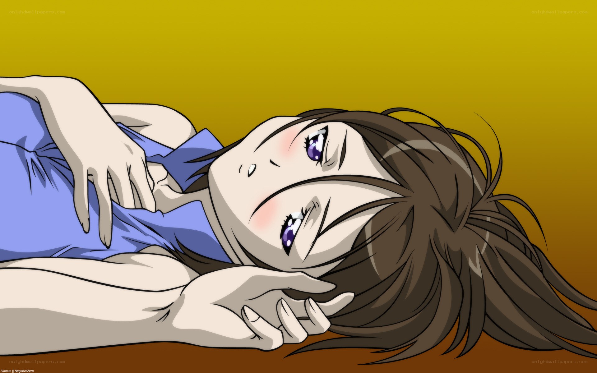 anime girl lying down