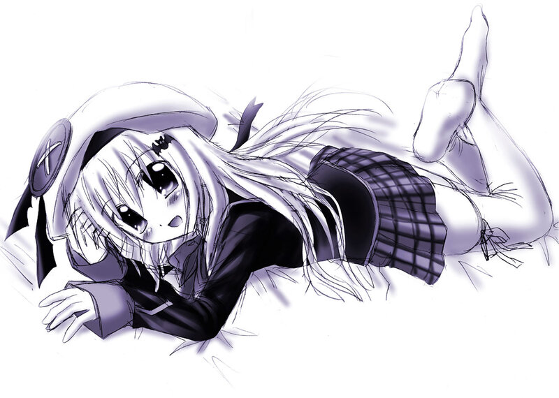anime girl lying down