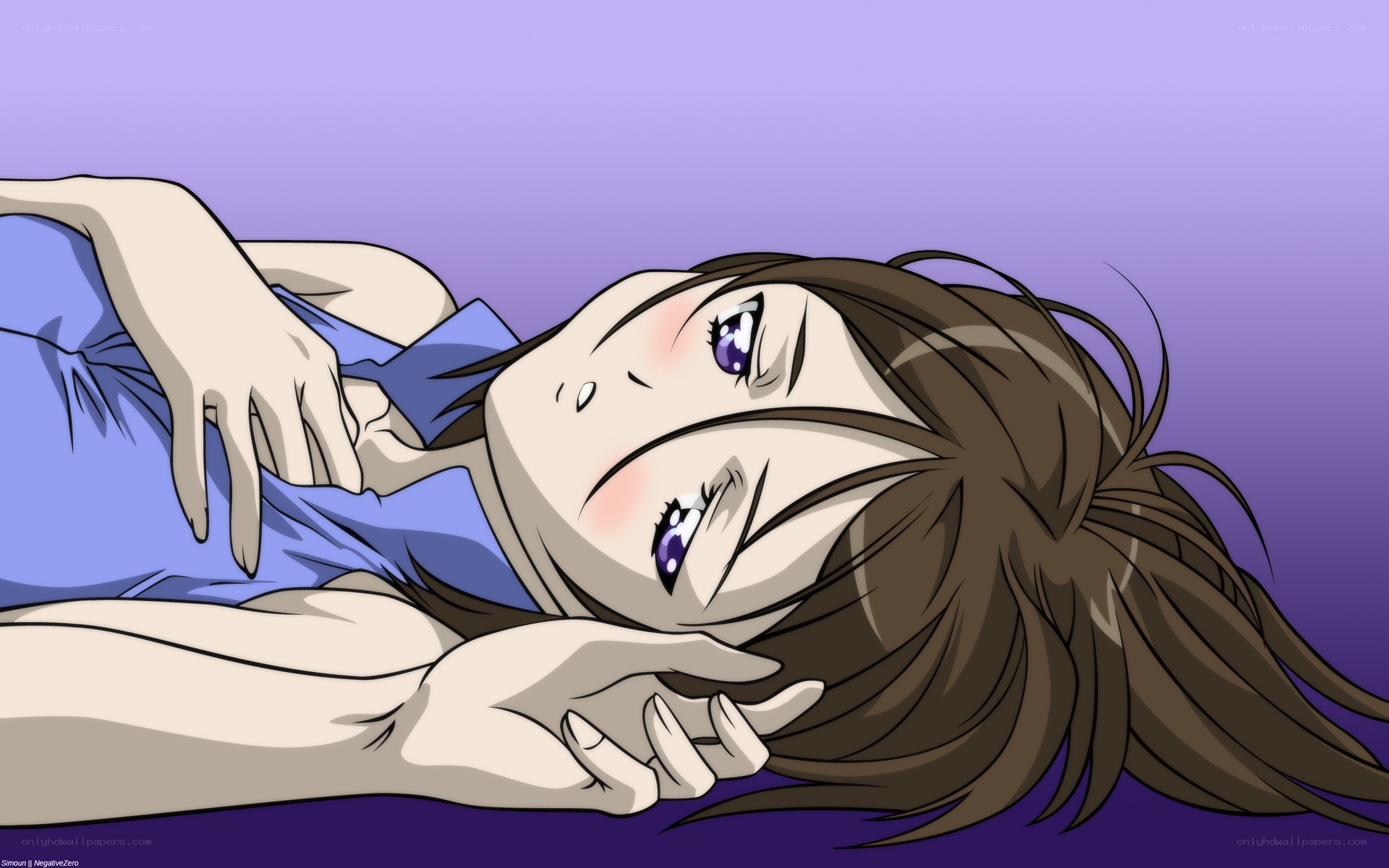 anime girl lying down