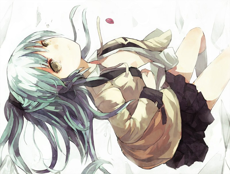anime girl lying down