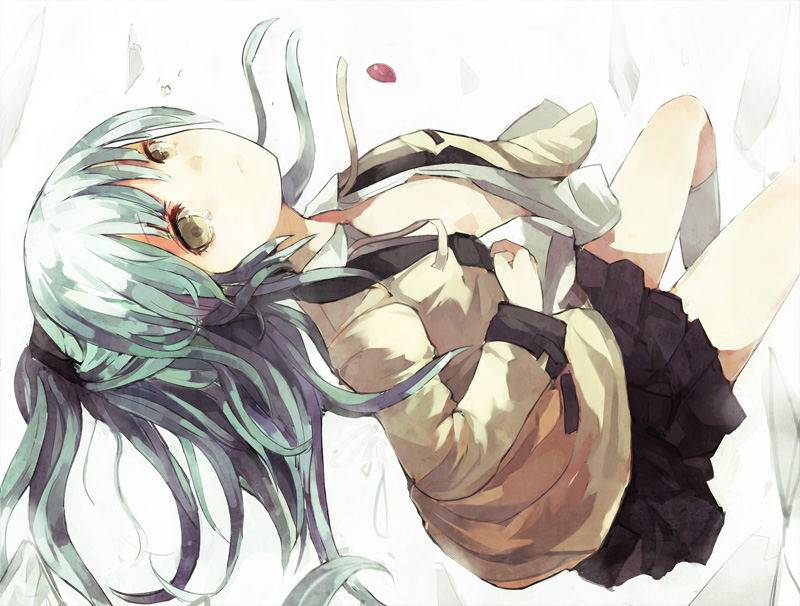 anime girl lying down