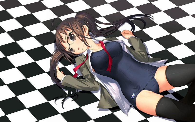 Anime Girl Lying Down — Black, Calm, Glasses