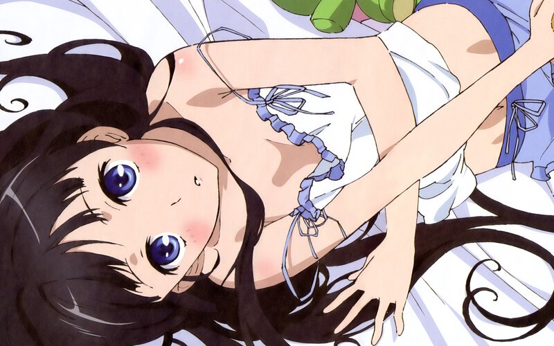 Anime Girl Lying Down — Black, Calm, Manga, Bed