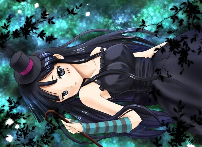 Anime Girl Lying Down — Black, Serene, Night