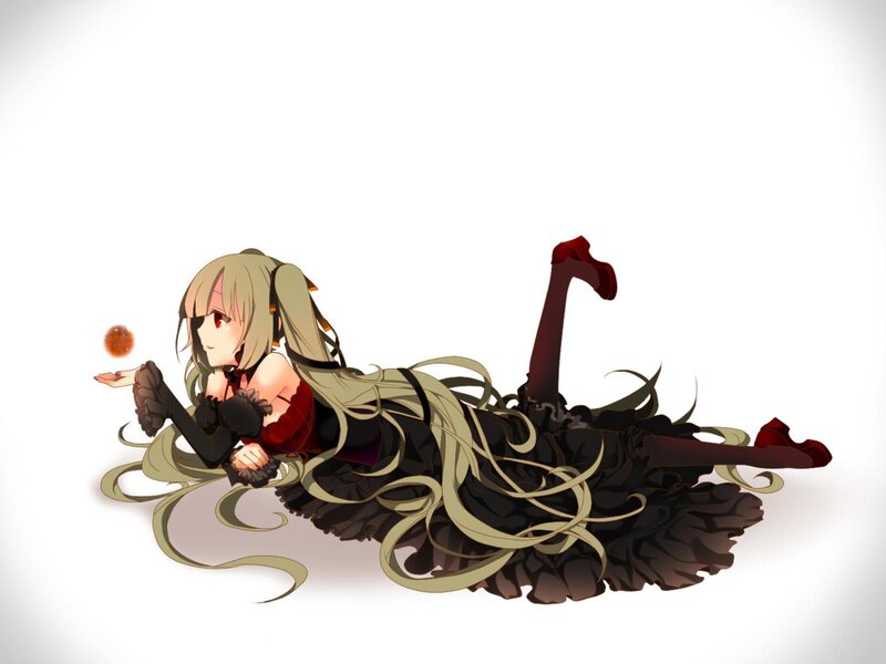 Anime Girl Lying Down — Black