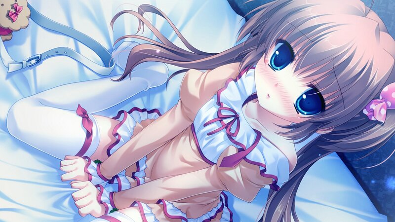 Anime Girl Lying Down — Blue, Calm, Bed, Pillow, Doll