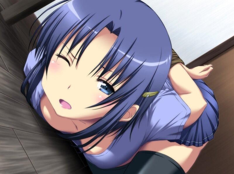 Anime Girl Lying Down — Blue, Calm, Floor