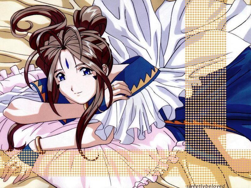 Anime Girl Lying Down — Blue, Calm, Manga, Bed, Dress