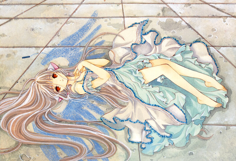 Anime Girl Lying Down — Blue, Calm, Manga, Long Hair