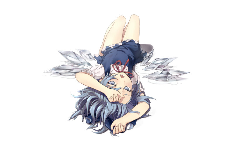 Anime Girl Lying Down — Blue, Dramatic, Digital Art