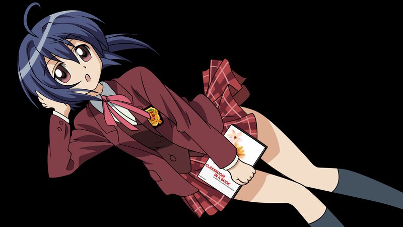 Anime Girl Lying Down — Blue, Playful, School Uniform