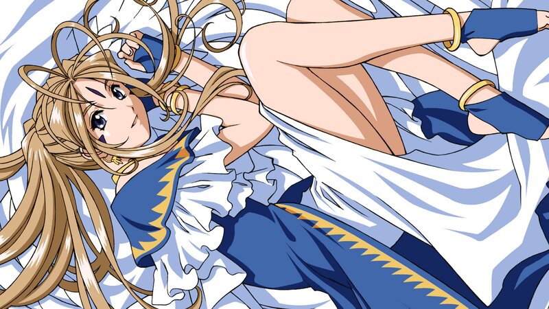 Anime Girl Lying Down — Blue, Relaxed, Manga, Long Hair