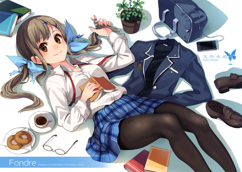 Anime Girl Lying Down — Blue, Relaxed, Winter