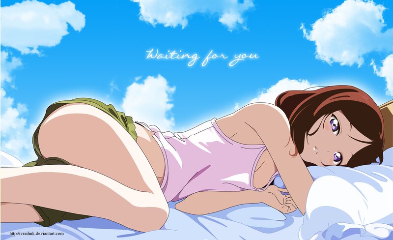 Anime Girl Lying Down — Blue, Serene, Afternoon, Clouds