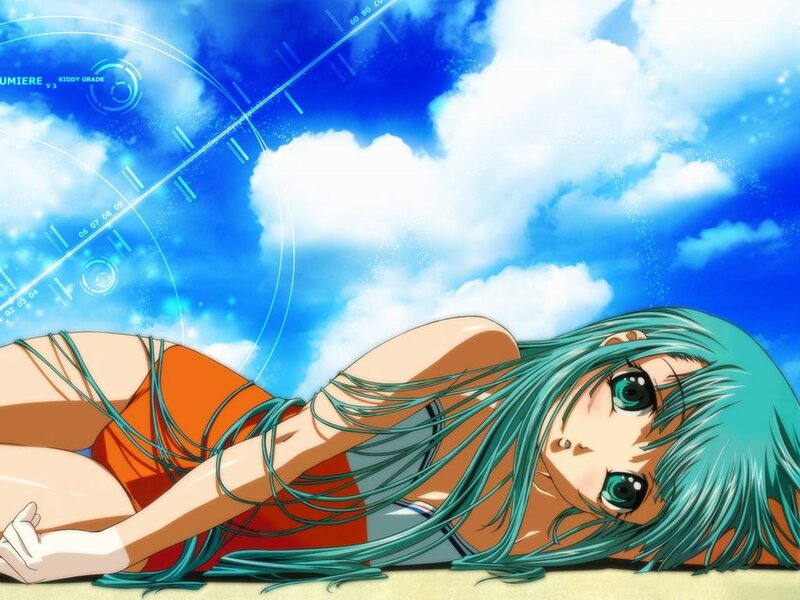 Anime Girl Lying Down — Blue, Serene, Afternoon