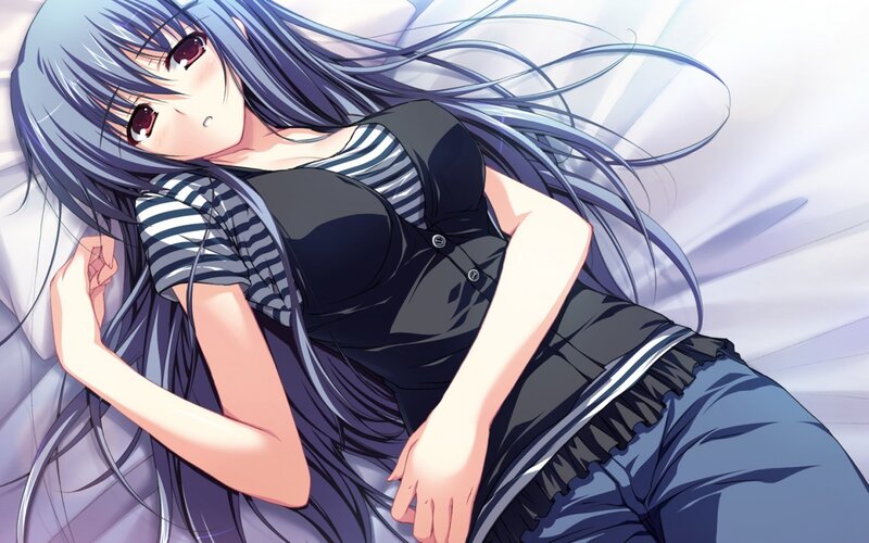 Anime Girl Lying Down — Blue