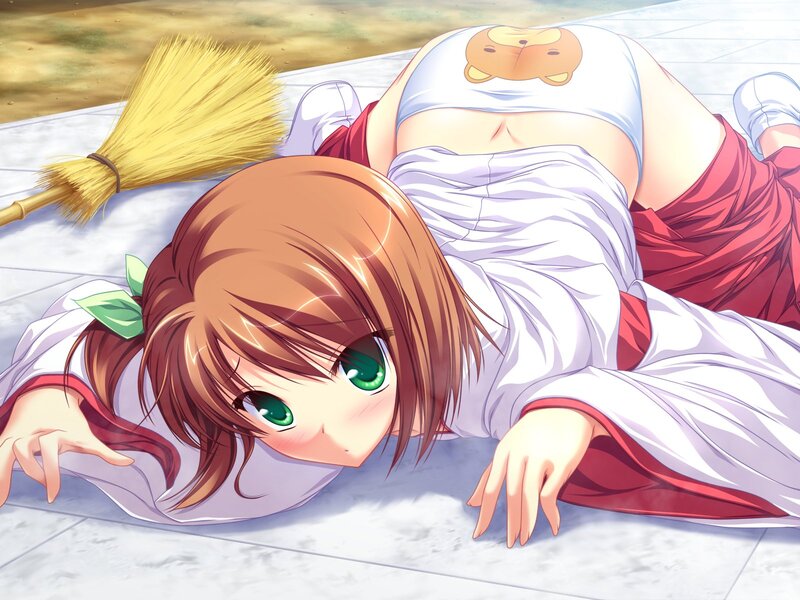 Anime Girl Lying Down — Brown, Calm, Afternoon, Broom