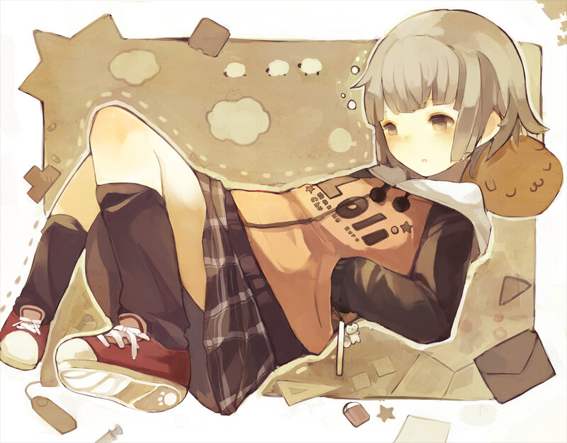 Anime Girl Lying Down — Brown, Calm, Digital Art