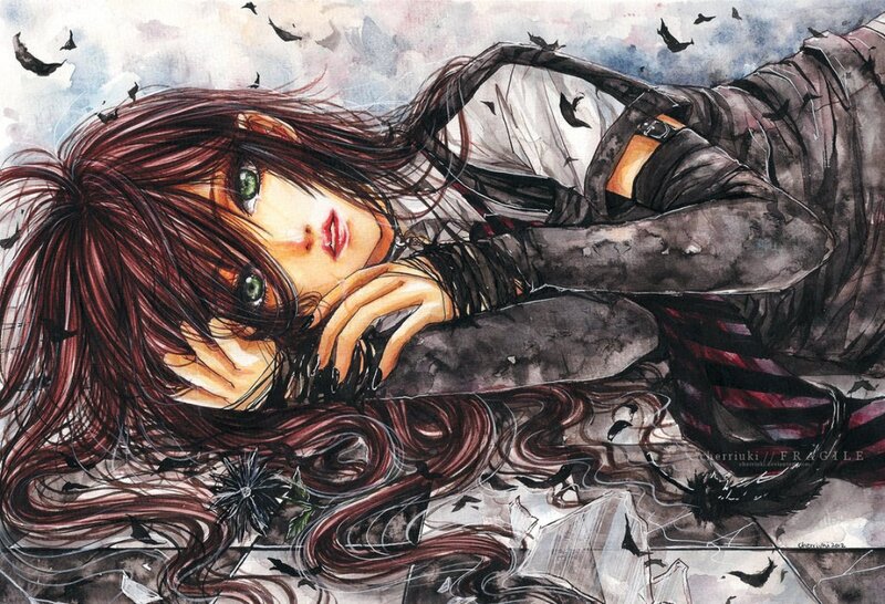 Anime Girl Lying Down — Brown, Dramatic, Manga