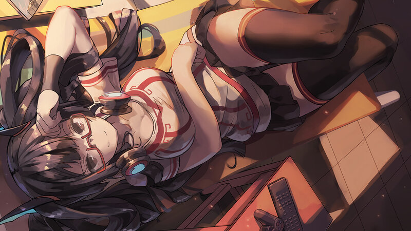Anime Girl Lying Down — Brown, Relaxed, Night