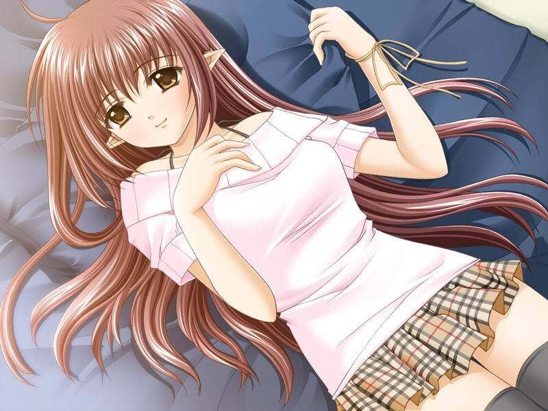 Anime Girl Lying Down — Brown, Relaxed