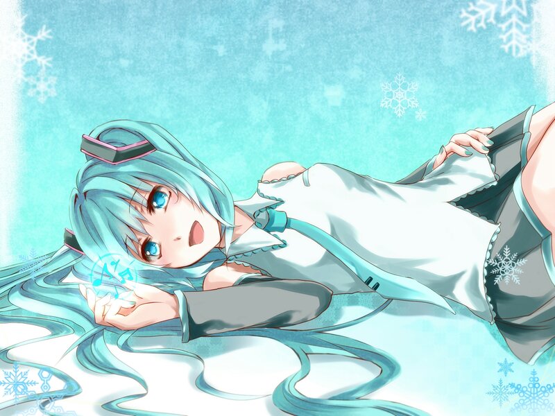 Anime Girl Lying Down — Cyan