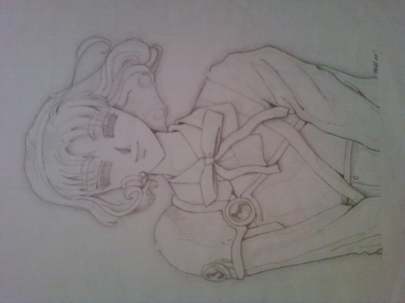 Anime Girl Lying Down — Gray, Calm