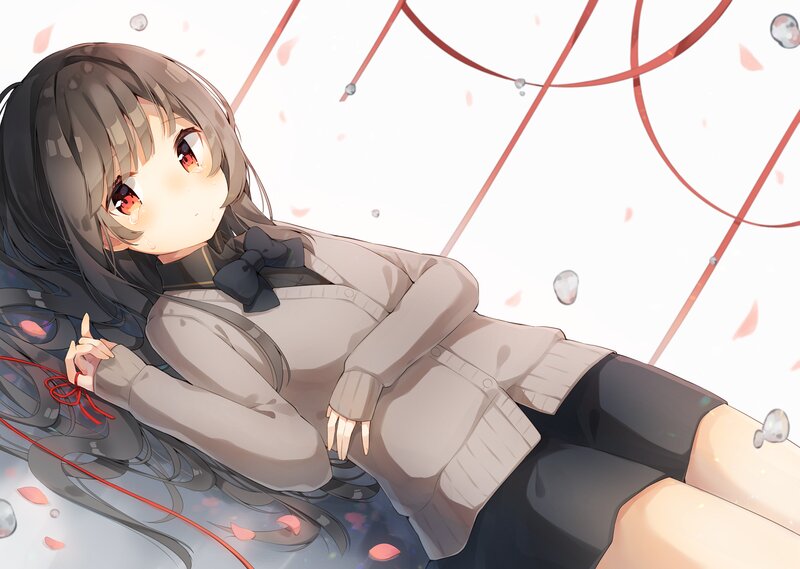 Anime Girl Lying Down — Gray, Melancholic