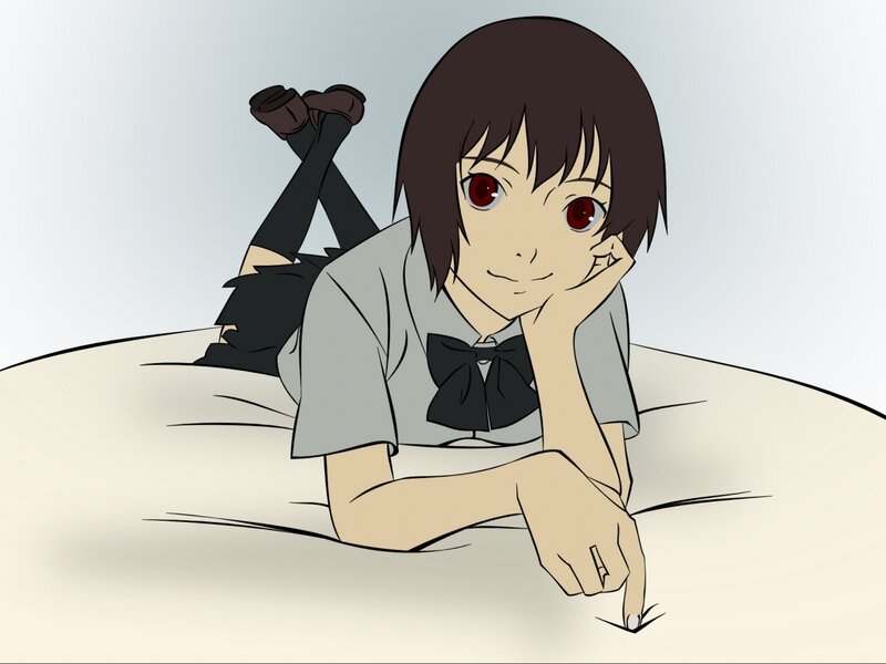 Anime Girl Lying Down — Gray