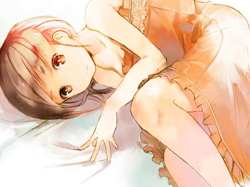 Anime Girl Lying Down — Orange, Calm