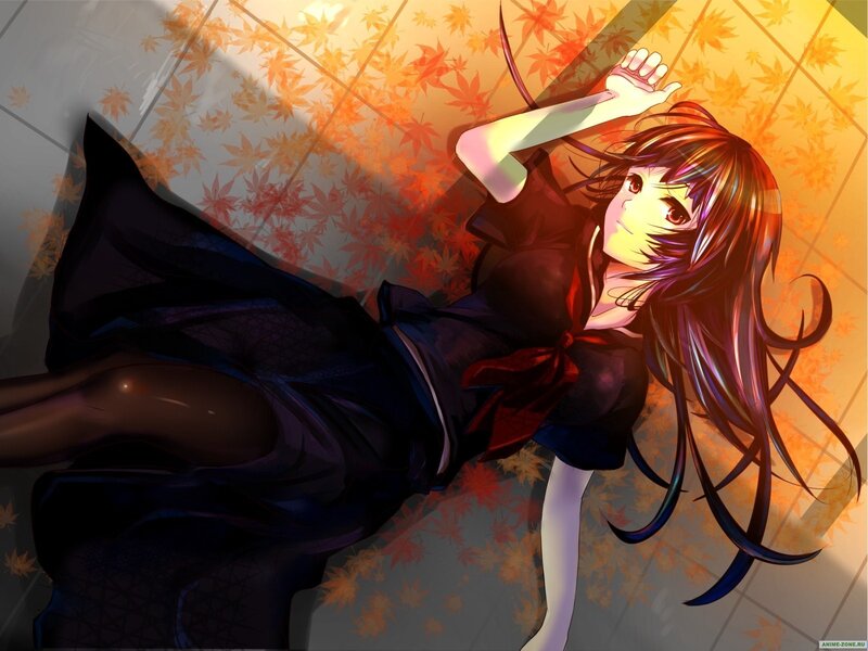 Anime Girl Lying Down — Orange, Dramatic, Autumn