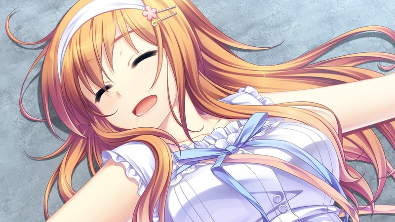 Anime Girl Lying Down — Orange, Peaceful, Long Hair