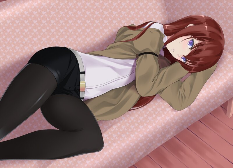 Anime Girl Lying Down — Pink, Calm, Bed, Coat