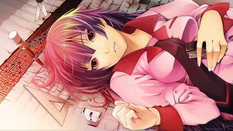 Anime Girl Lying Down — Pink, Calm, Bed, Phone
