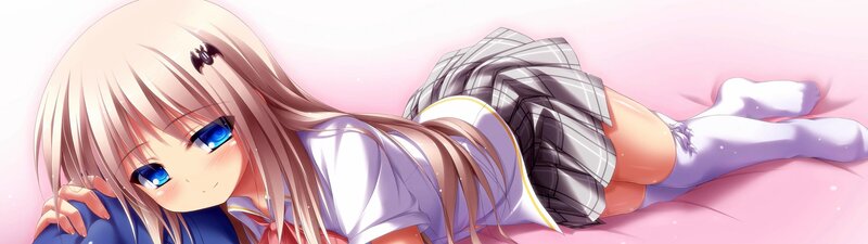 Anime Girl Lying Down — Pink, Calm, School Uniform, Bed