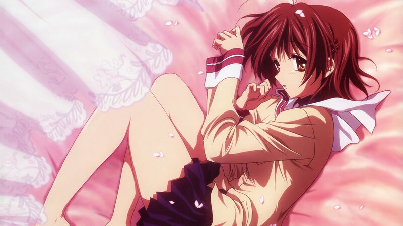 Anime Girl Lying Down — Pink, Calm, Spring, Bed