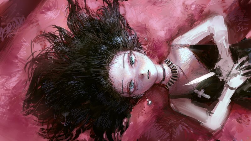 Anime Girl Lying Down — Pink, Dramatic