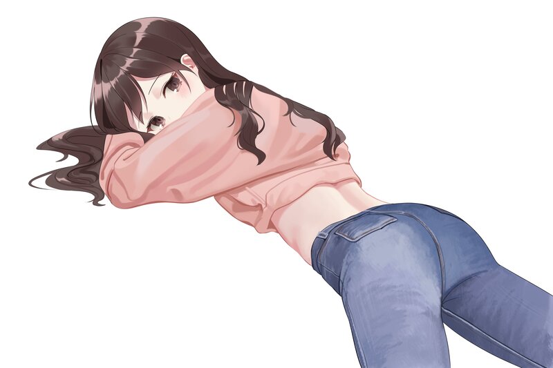 Anime Girl Lying Down — Pink, Neutral