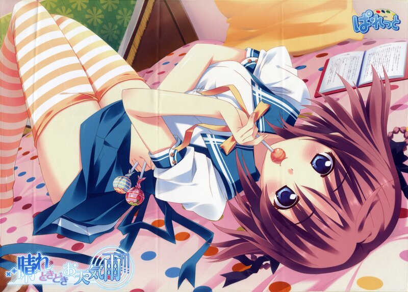 Anime Girl Lying Down — Pink, Playful, Lollipops