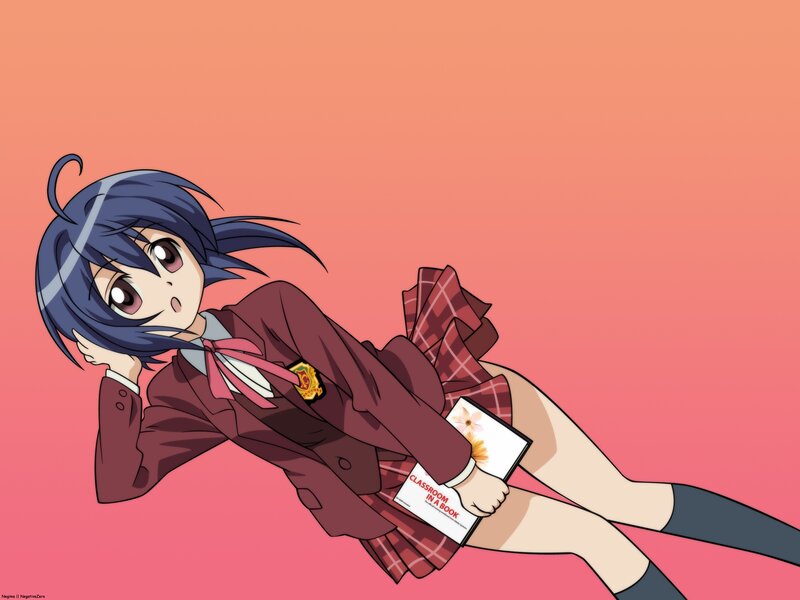 Anime Girl Lying Down — Pink, Playful, School Uniform