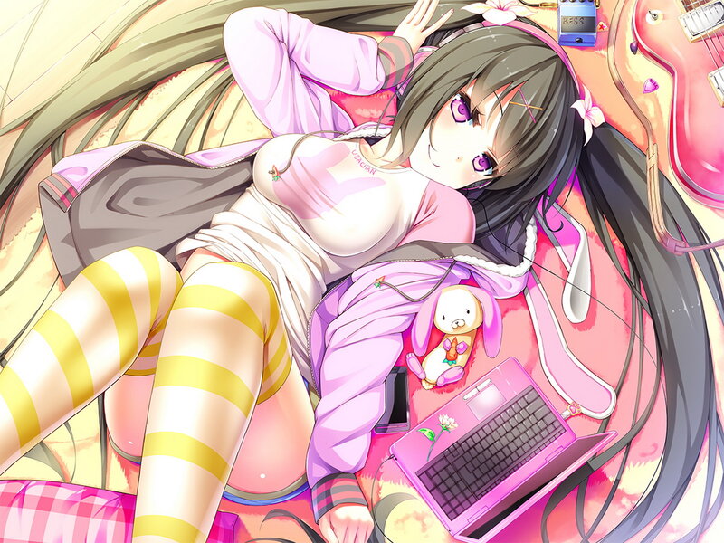 Anime Girl Lying Down — Pink, Relaxed, Digital Art
