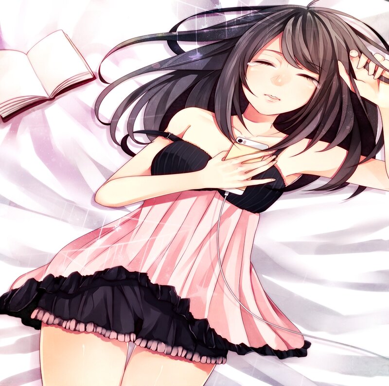 Anime Girl Lying Down — Pink, Relaxed