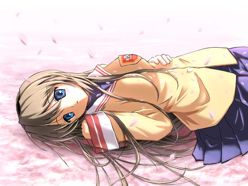 Anime Girl Lying Down — Pink, Serene, Spring