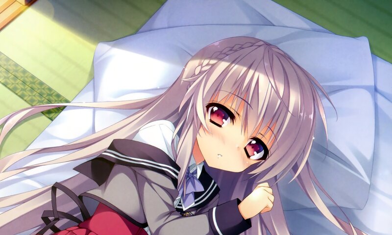 Anime Girl Lying Down — Purple, Calm, Morning