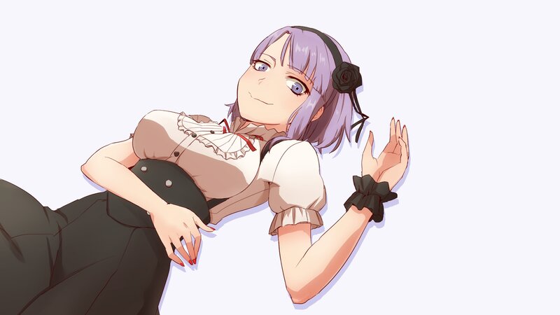 Anime Girl Lying Down — Purple, Calm, Rose