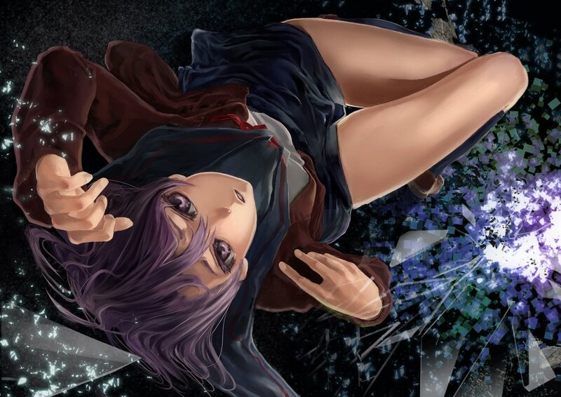 Anime Girl Lying Down — Purple, Dramatic, Intense