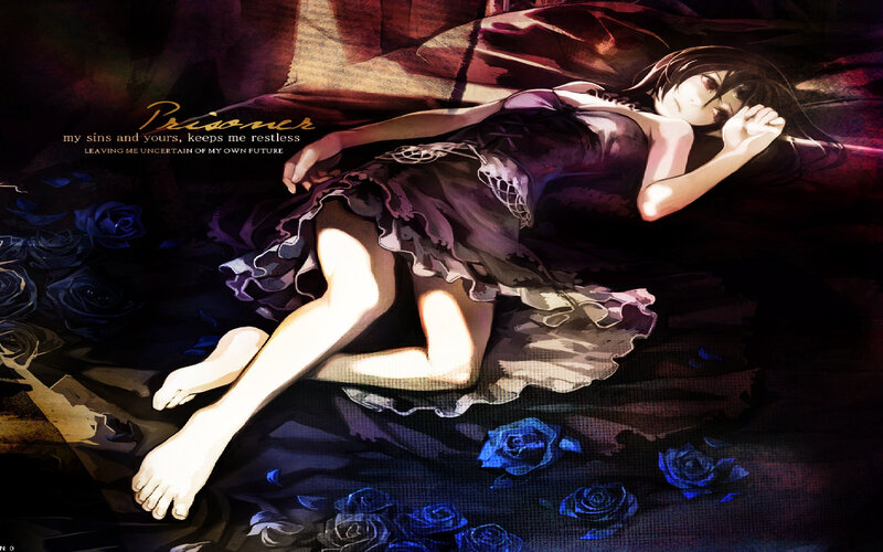 Anime Girl Lying Down — Purple, Dramatic, Night