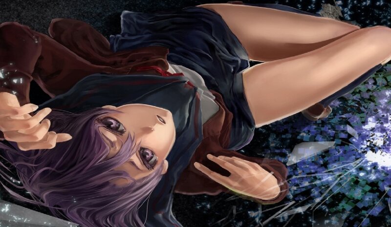 Anime Girl Lying Down — Purple, Dramatic